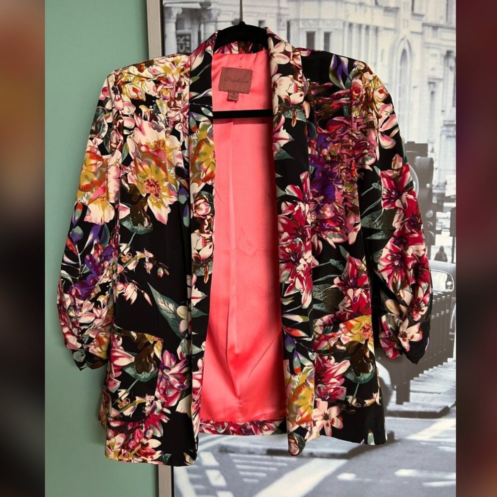 Urban Outfitters Satin Floral Blazer